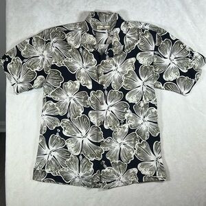 Tommy Bahama 100% Silk Medium Black and White Floral Shirt